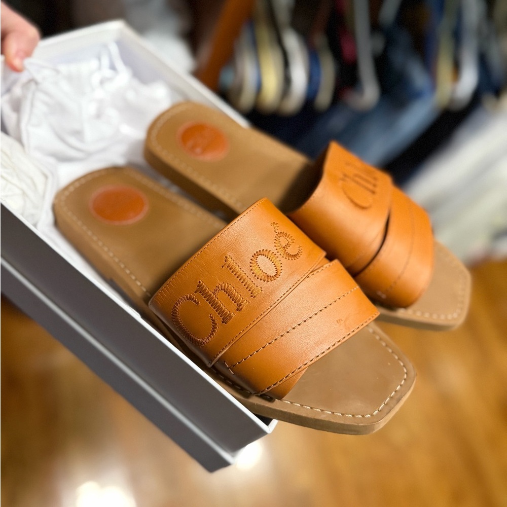 Chloe Brown Leather Sandals Size 40 EEEUC - Picture 2 of 5